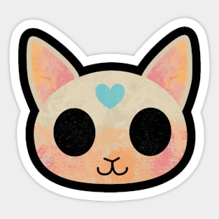 Blue Heart Cat Sticker